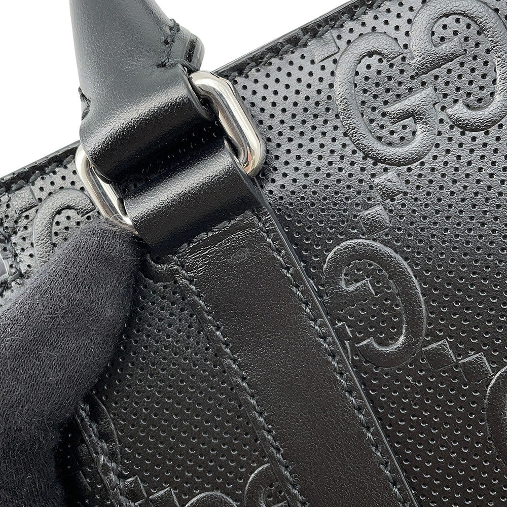 GUCCI GG Embossed 2-Way Handbag Black696010 Leather