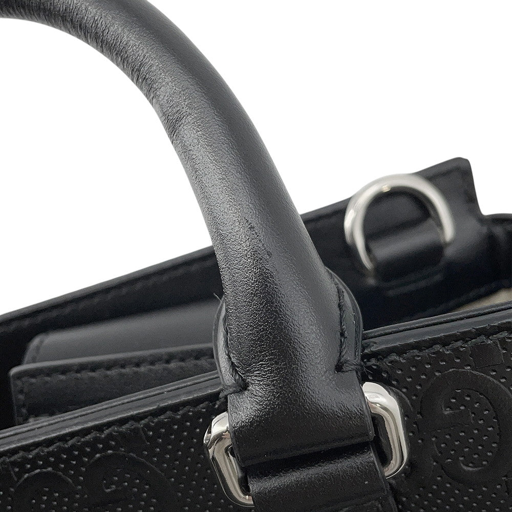 GUCCI GG Embossed 2-Way Handbag Black696010 Leather