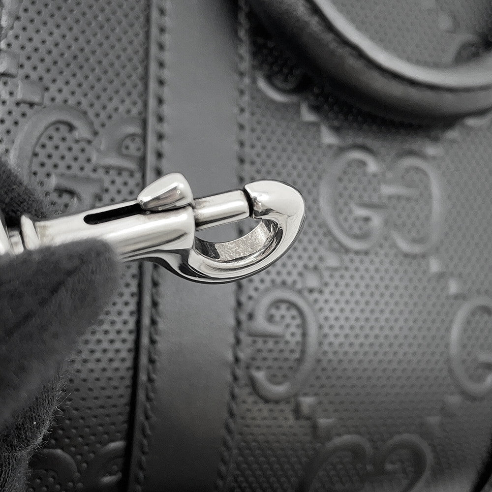 GUCCI GG Embossed 2-Way Handbag Black696010 Leather