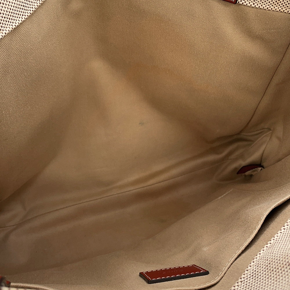 Chloe Woody Tote Bag White/BrownCHC22AS383I2690U Canvas Calf Leather