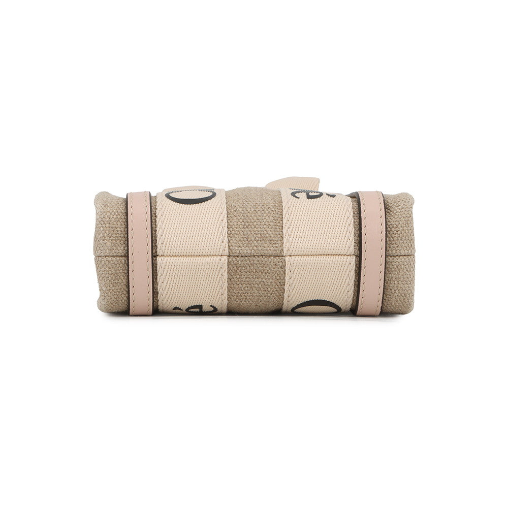Chloe Woody North South Tote 2WAY Handbag Beige/CementPinkCHC24AP243I266J5 Canvas Calf Leather Size Mini