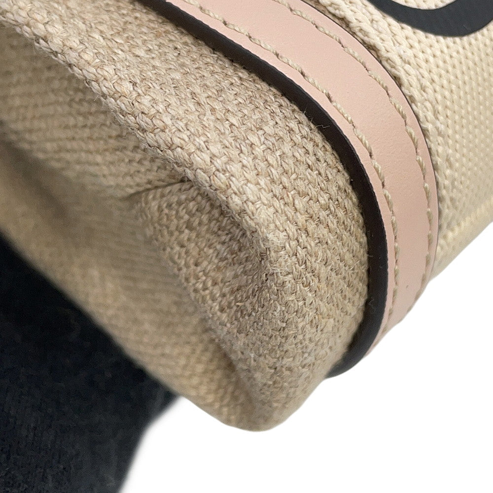 Chloe Woody North South Tote 2WAY Handbag Beige/CementPinkCHC24AP243I266J5 Canvas Calf Leather Size Mini