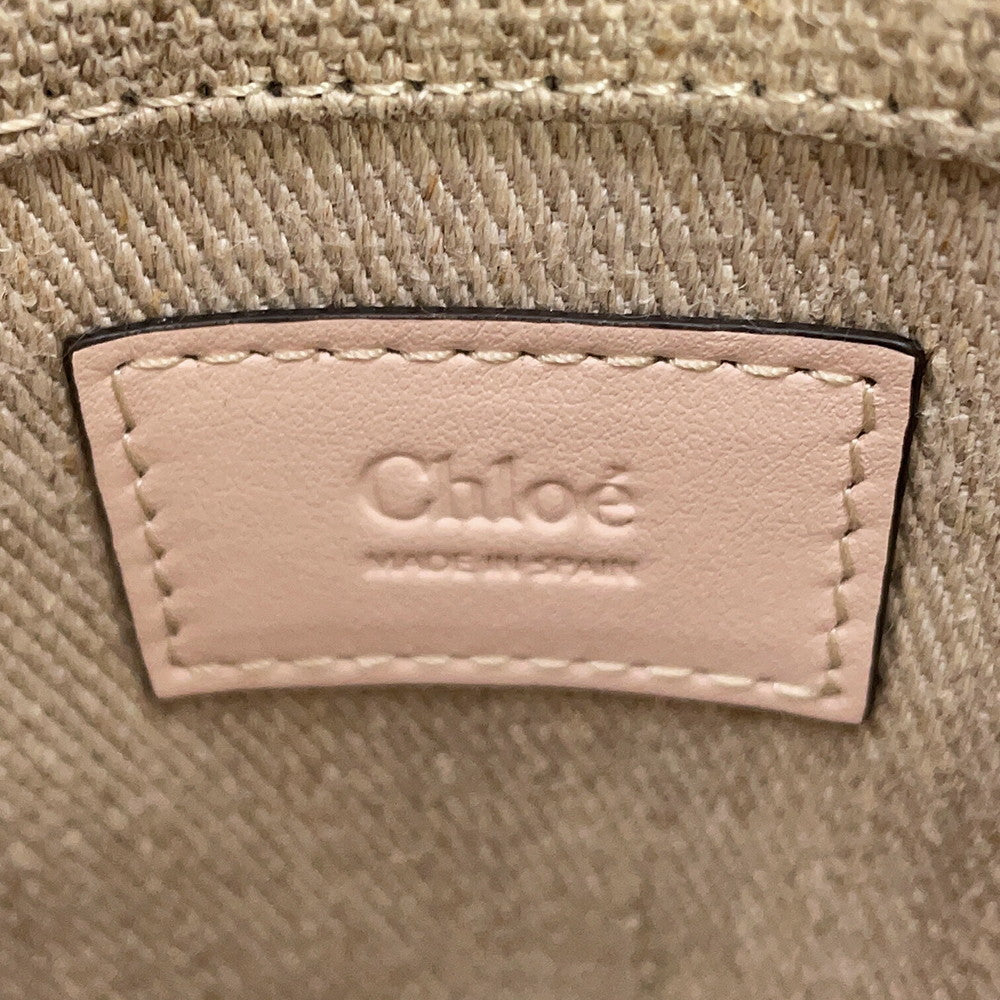 Chloe Woody North South Tote 2WAY Handbag Beige/CementPinkCHC24AP243I266J5 Canvas Calf Leather Size Mini
