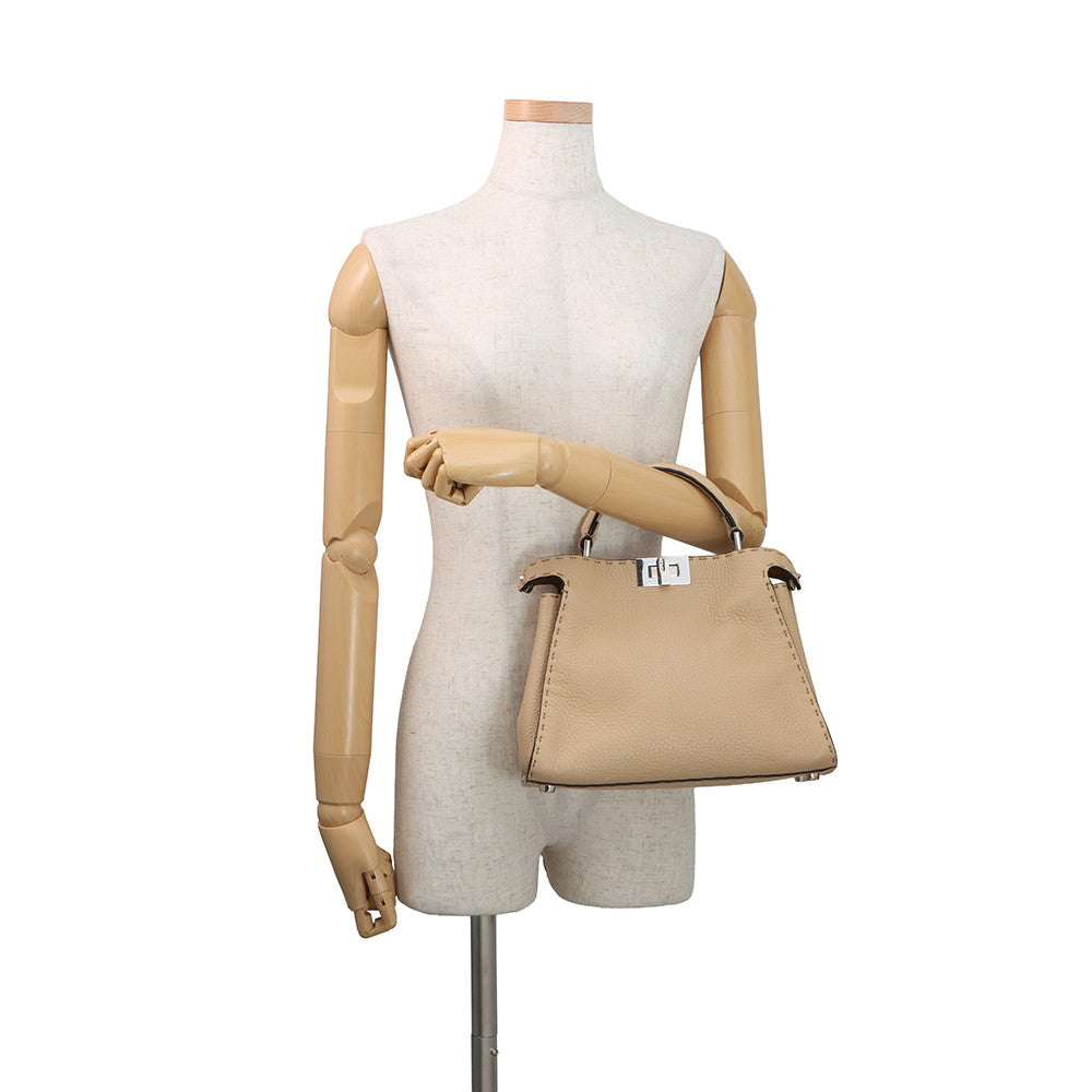 FENDI Peekaboo Selleria Essentially Beige8BN302 AZTV Leather Size Mini