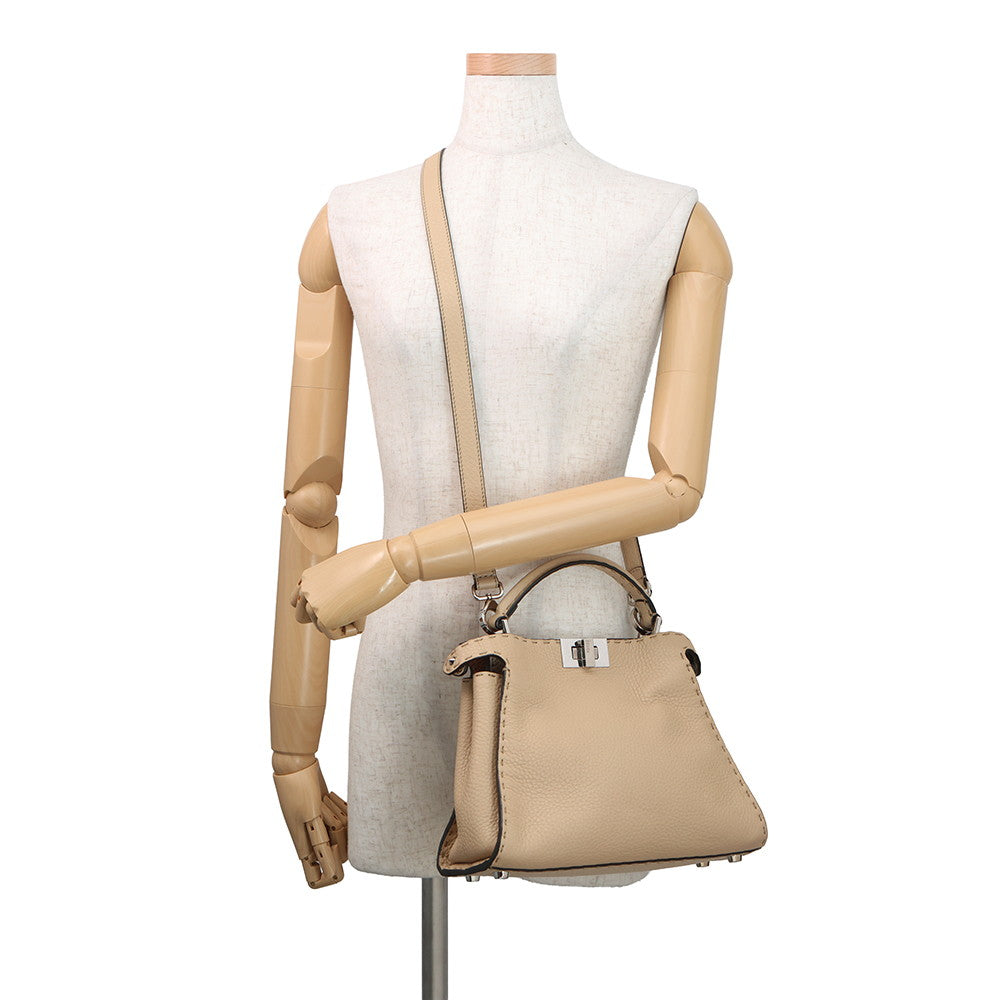 FENDI Peekaboo Selleria Essentially Beige8BN302 AZTV Leather Size Mini