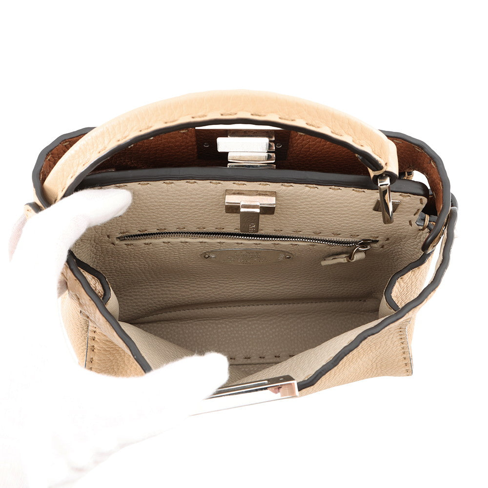 FENDI Peekaboo Selleria Essentially Beige8BN302 AZTV Leather Size Mini