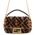 FENDI Zucca mamma bucket Brown/Black8BS017 A8HP Mouton Leather