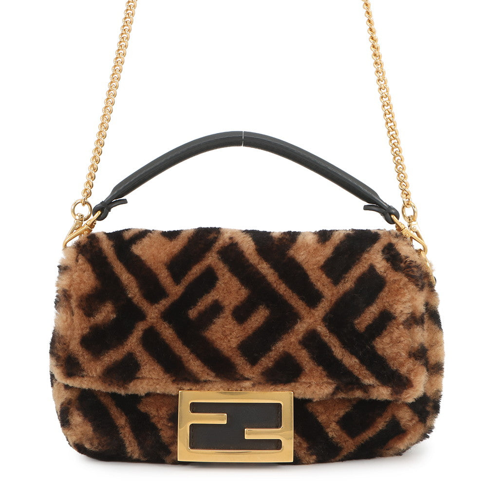 FENDI Zucca mamma bucket Brown/Black8BS017 A8HP Mouton Leather
