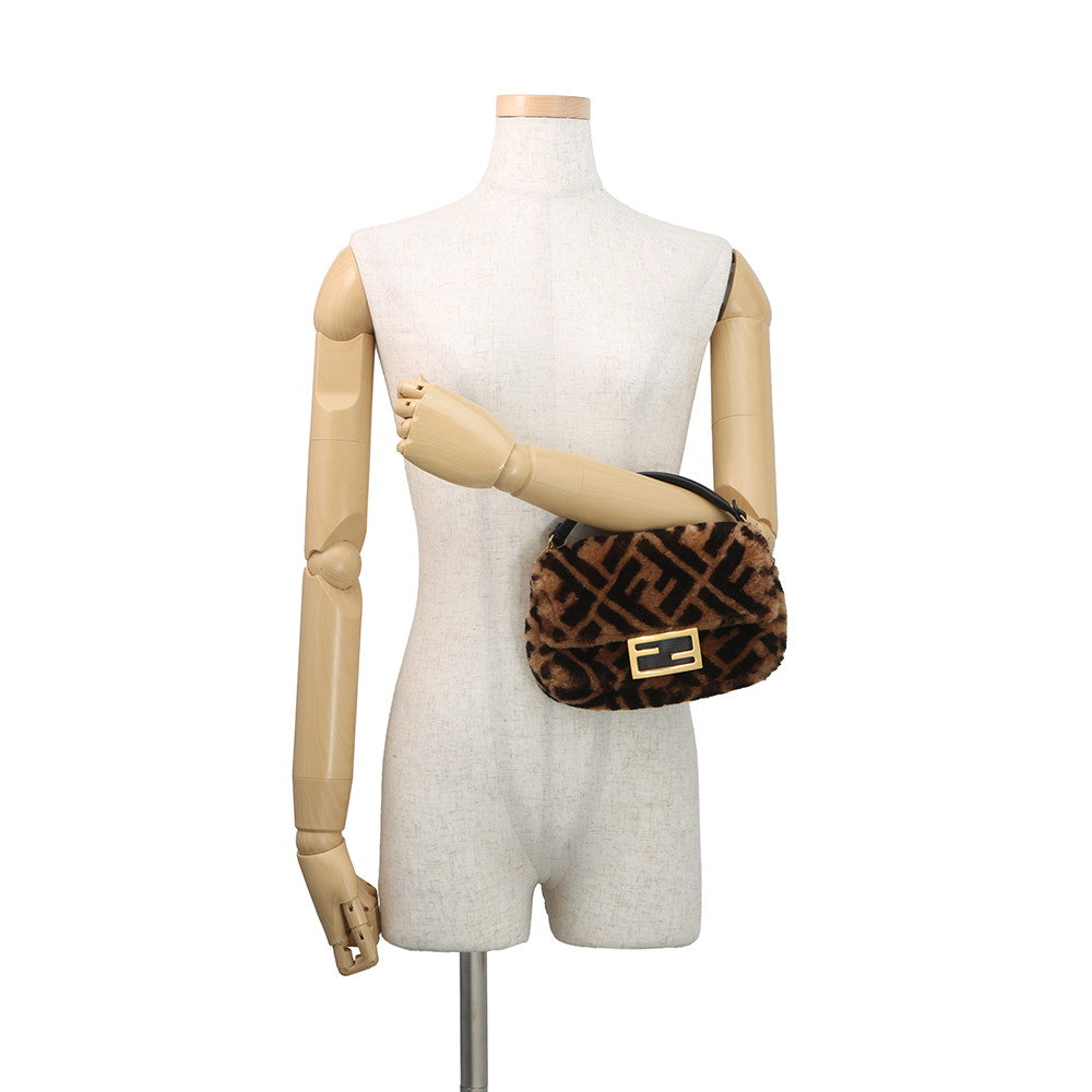 FENDI Zucca mamma bucket Brown/Black8BS017 A8HP Mouton Leather