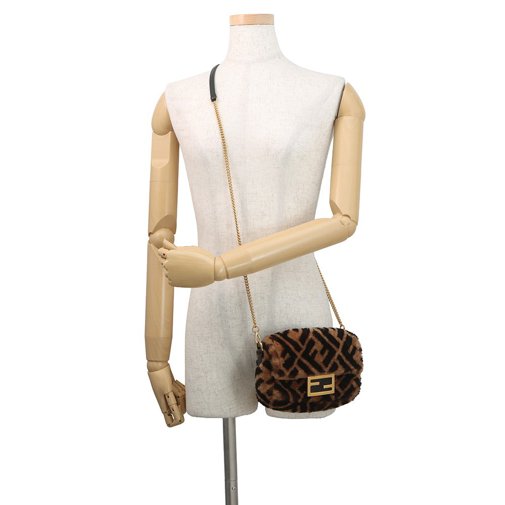 FENDI Zucca mamma bucket Brown/Black8BS017 A8HP Mouton Leather