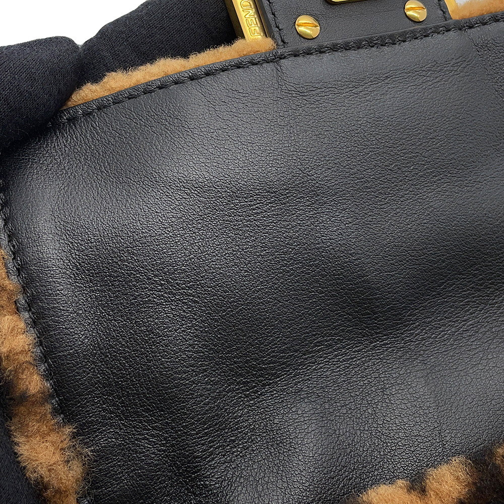 FENDI Zucca mamma bucket Brown/Black8BS017 A8HP Mouton Leather