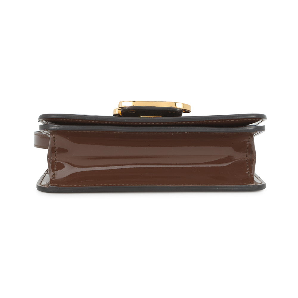 FENDI Calligraphy Shoulder Bag Brown8BT317 A5AU Patent Leather