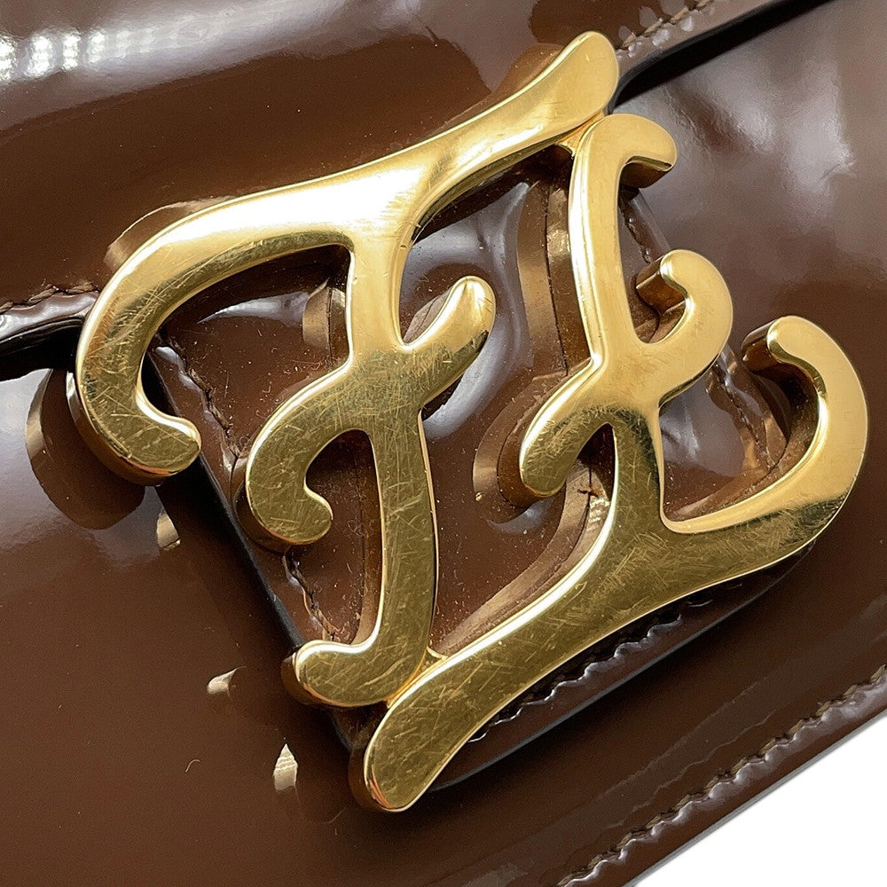 FENDI Calligraphy Shoulder Bag Brown8BT317 A5AU Patent Leather