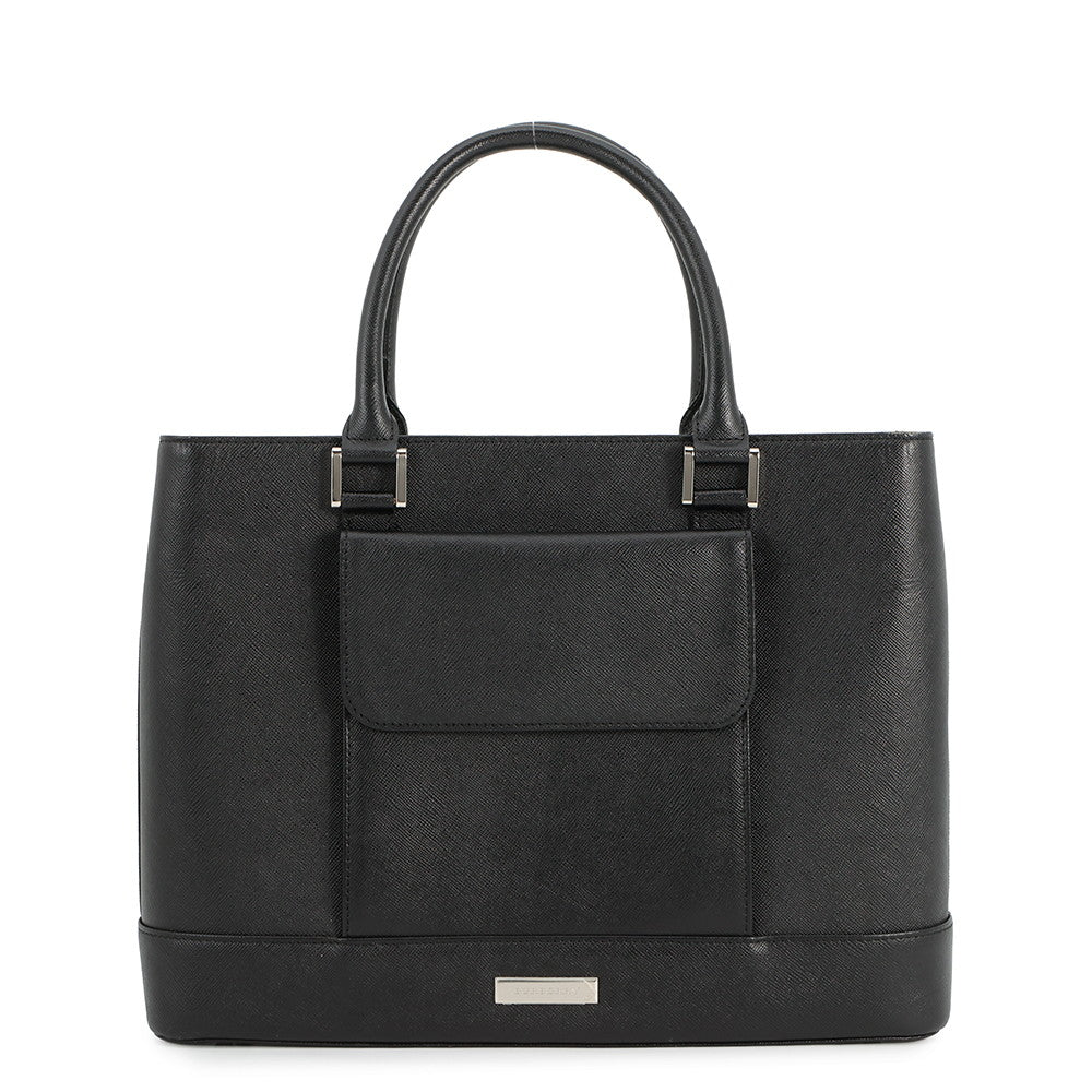 BURBERRY Nova Check Tote Bag Black Leather