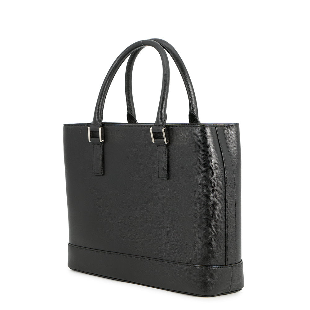 BURBERRY Nova Check Tote Bag Black Leather