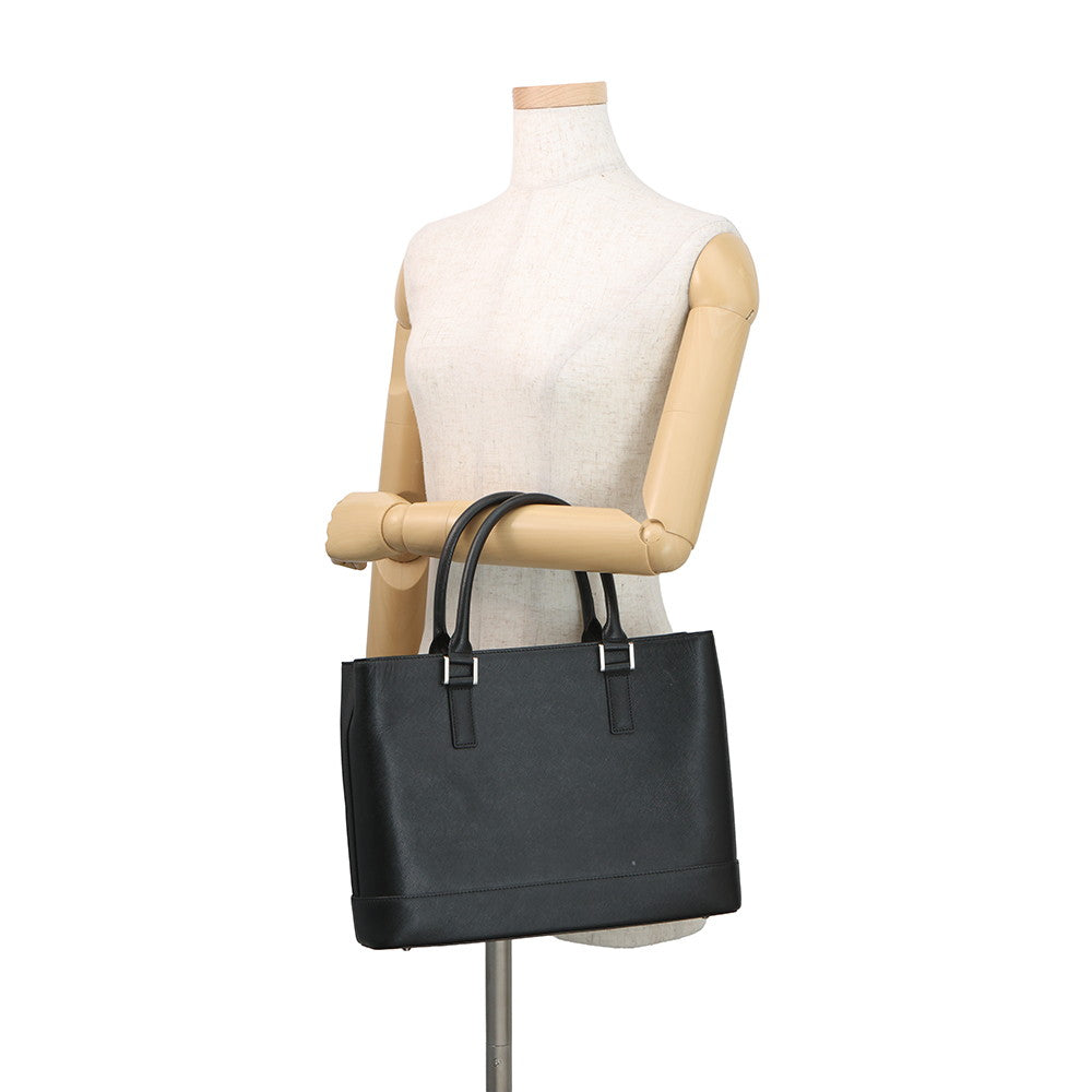 BURBERRY Nova Check Tote Bag Black Leather