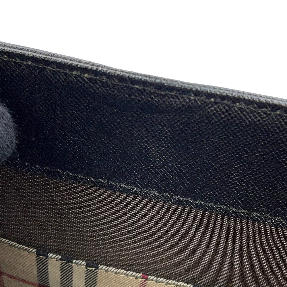 BURBERRY Nova Check Tote Bag Black Leather