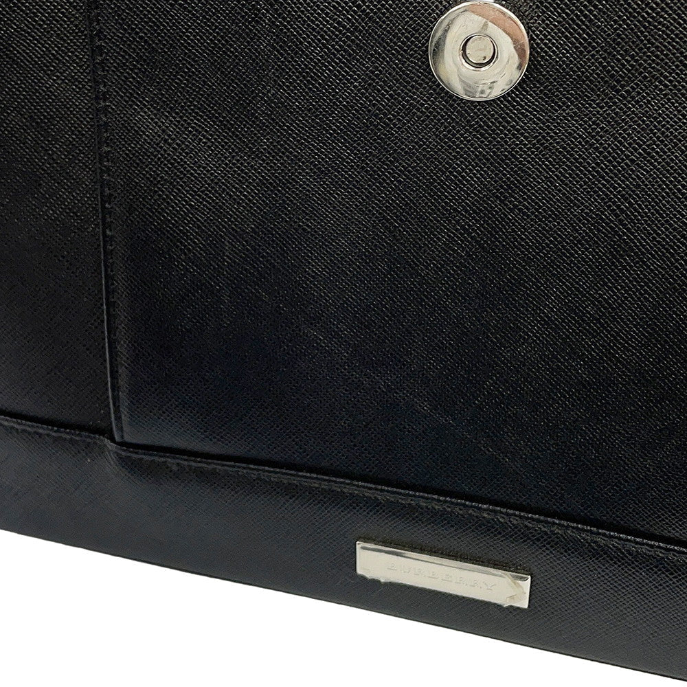 BURBERRY Nova Check Tote Bag Black Leather