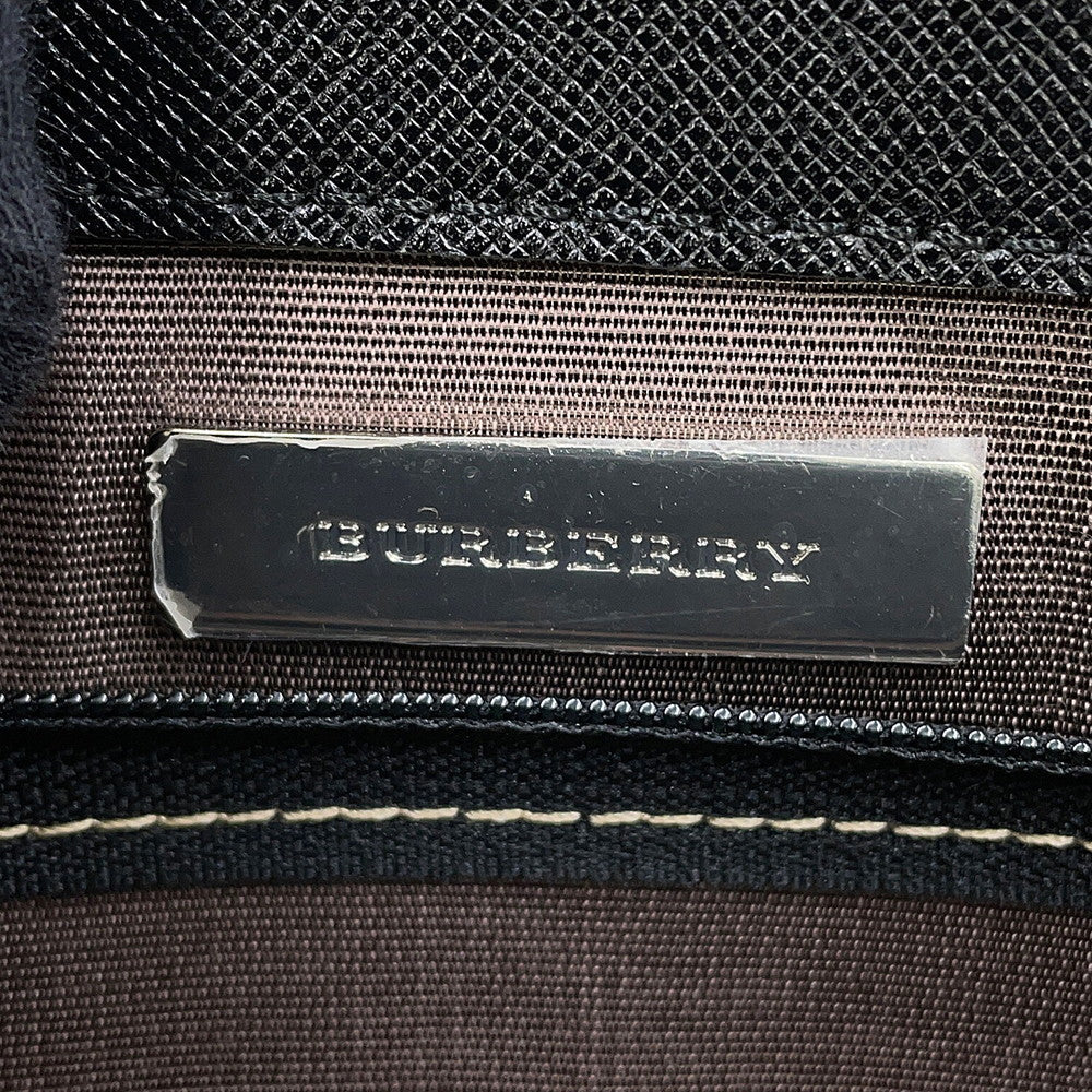 BURBERRY Nova Check Tote Bag Black Leather