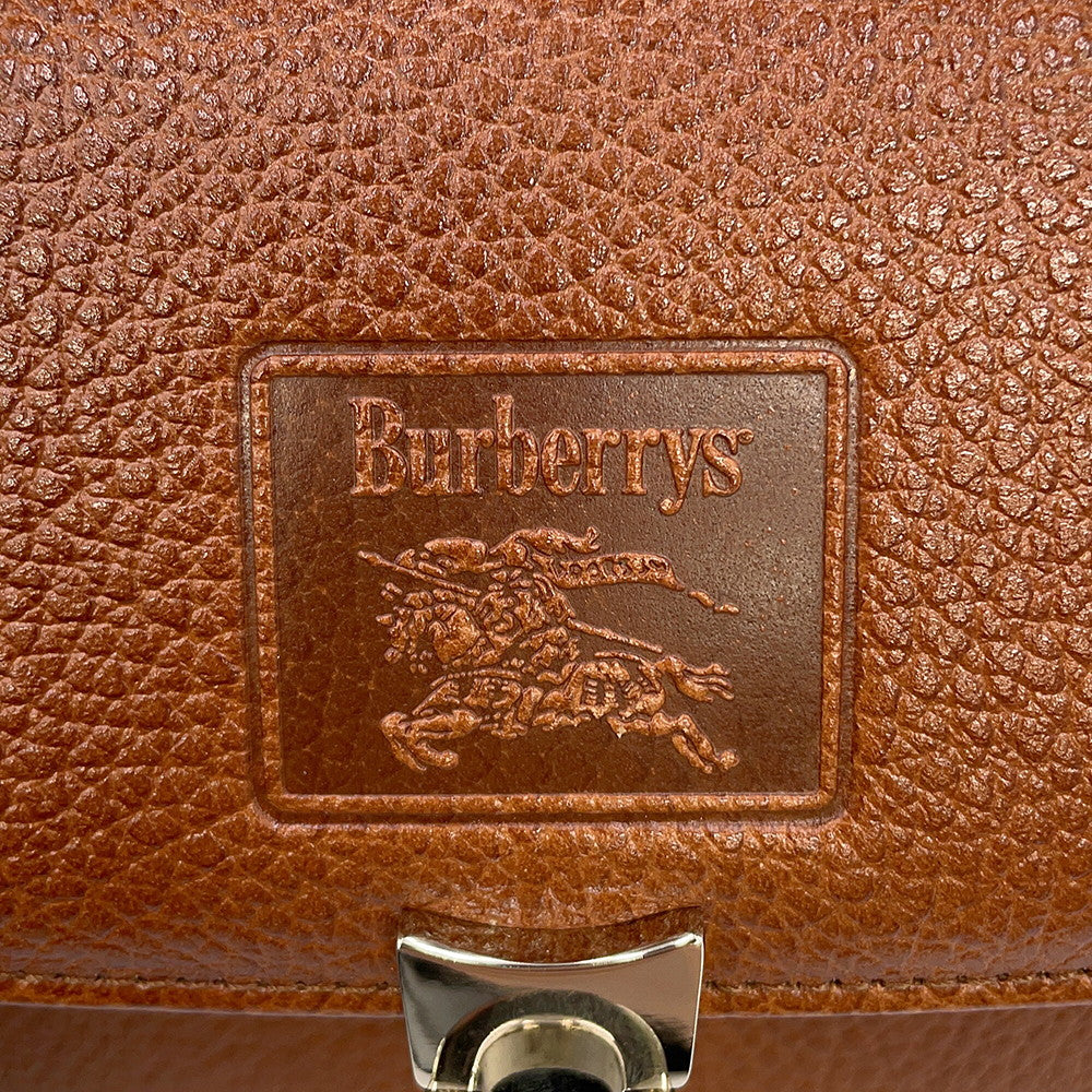 BURBERRY Shadow Horse Nova Check Handbag Brown Leather