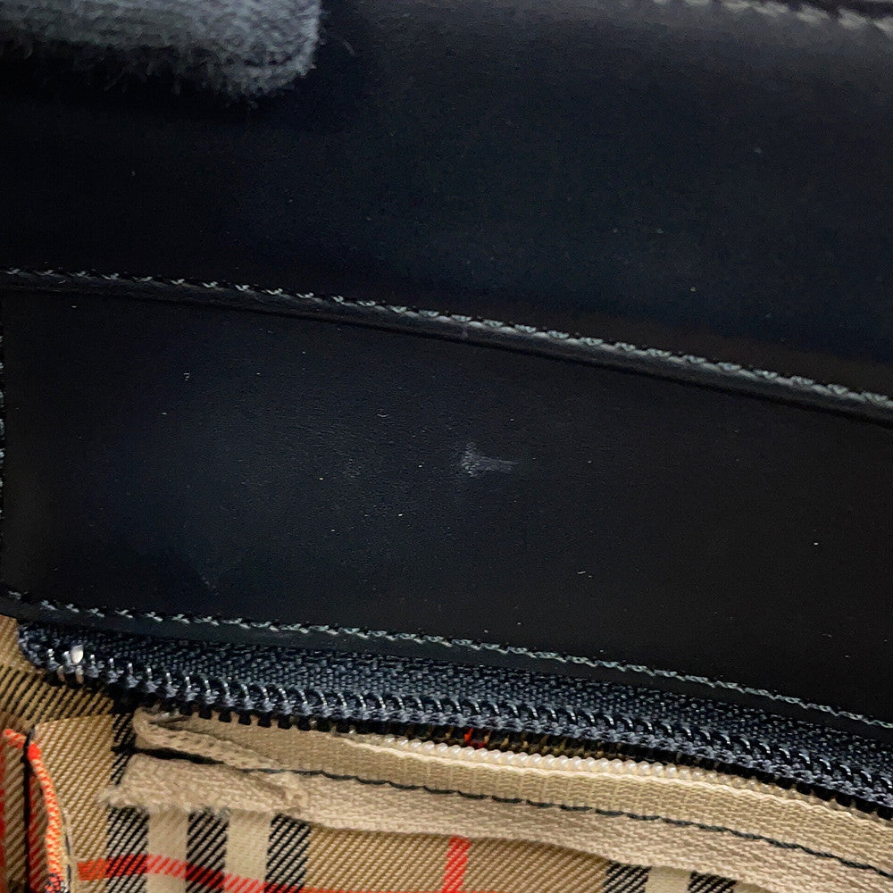 BURBERRY Nova Check Shoulder Bag Black Leather Canvas