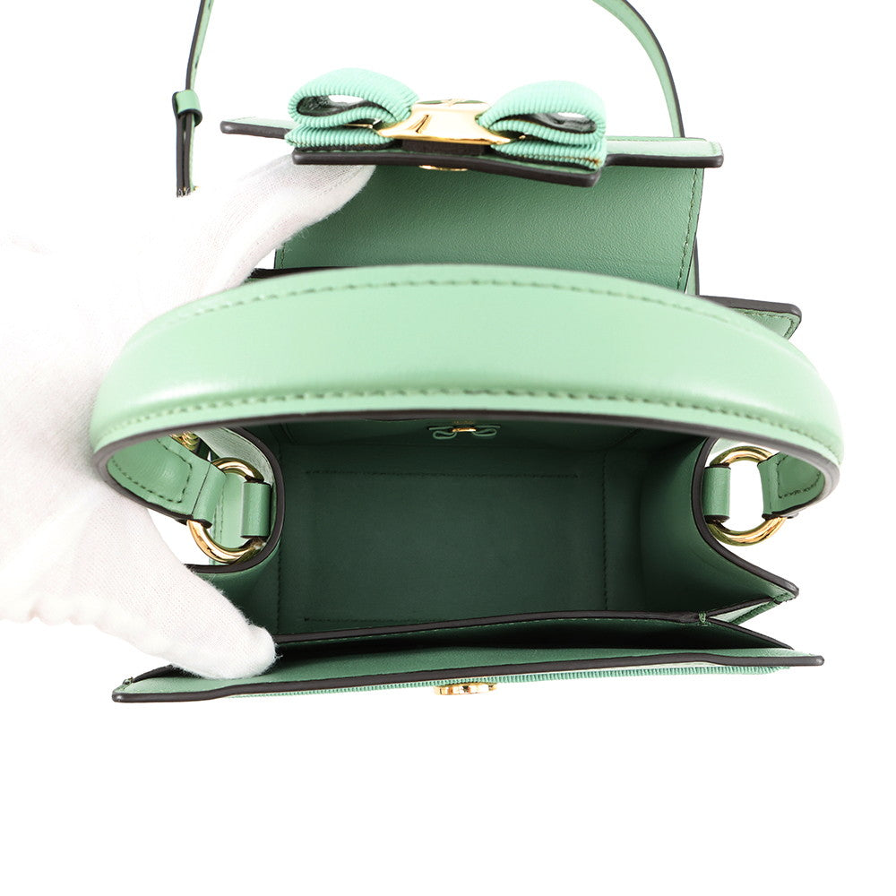 Ferragamo Vala ribbon 2wayChainShoulder Bag Light Green21I282 Leather