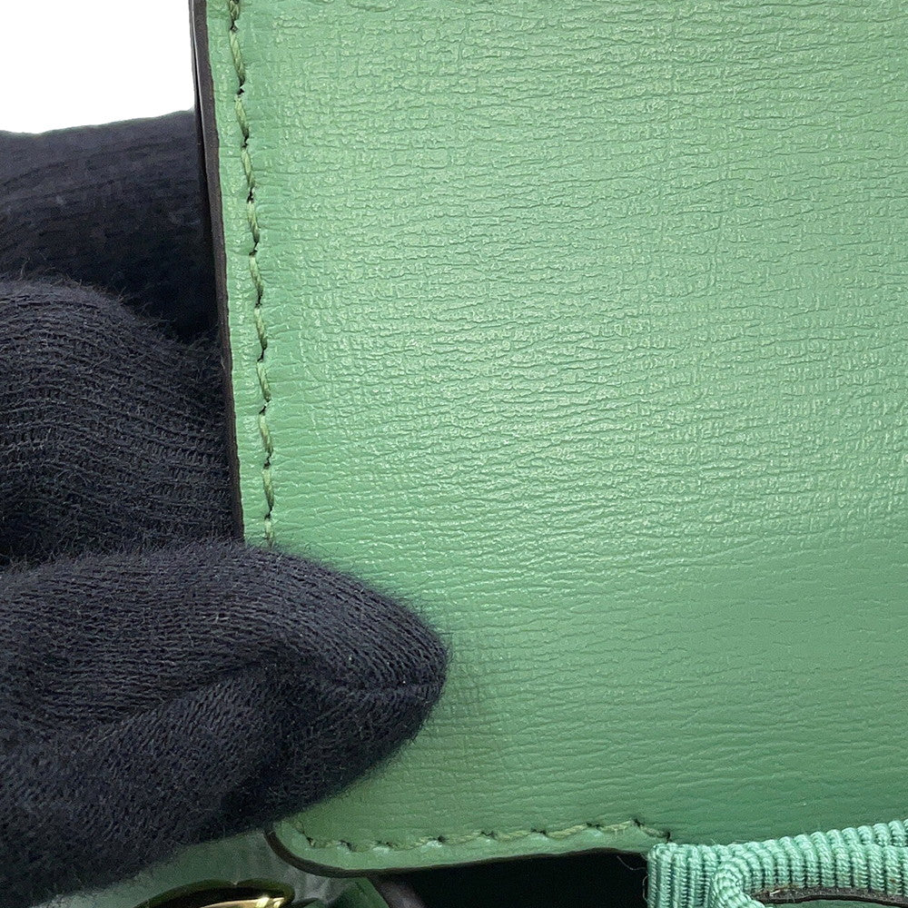 Ferragamo Vala ribbon 2wayChainShoulder Bag Light Green21I282 Leather