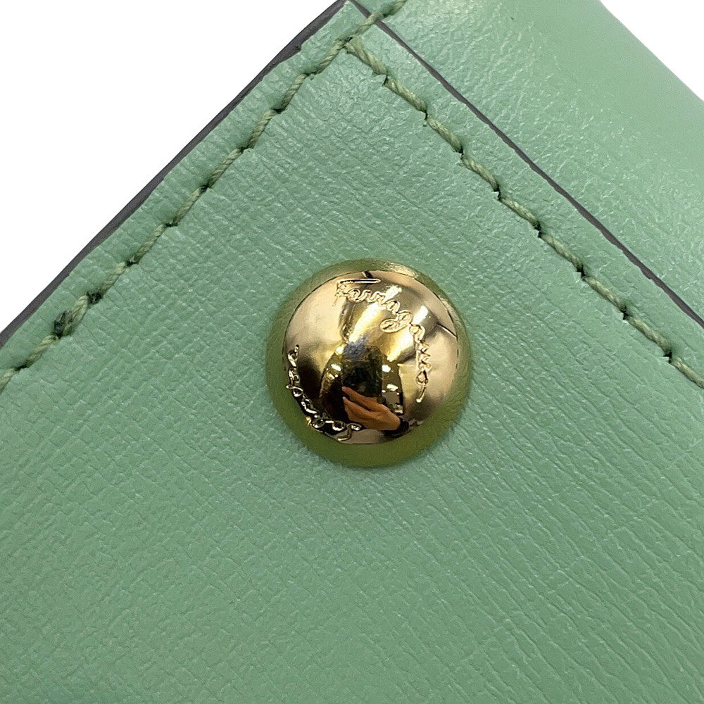 Ferragamo Vala ribbon 2wayChainShoulder Bag Light Green21I282 Leather
