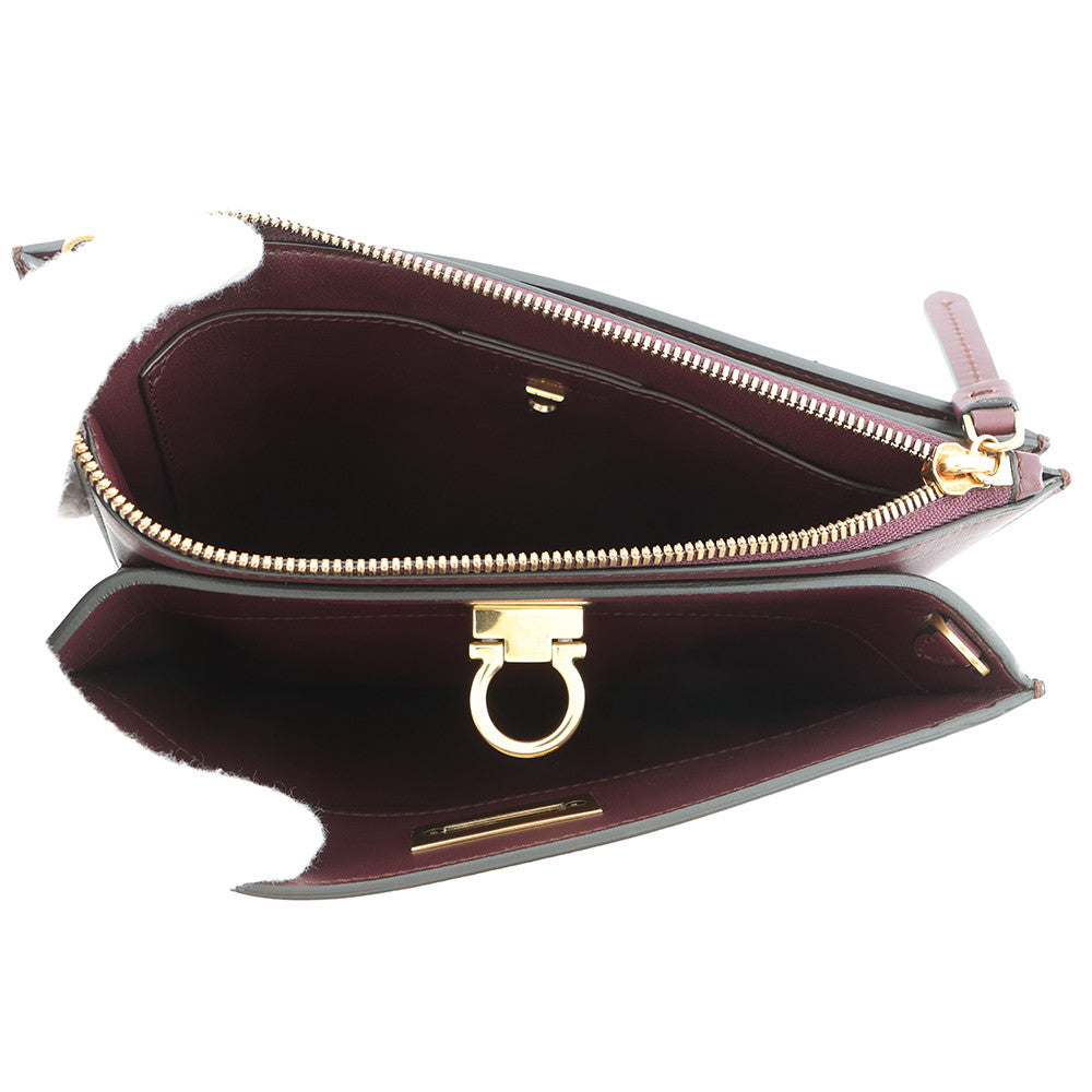 Ferragamo Gancini Shoulder Bag Wine21I013 724605 Leather