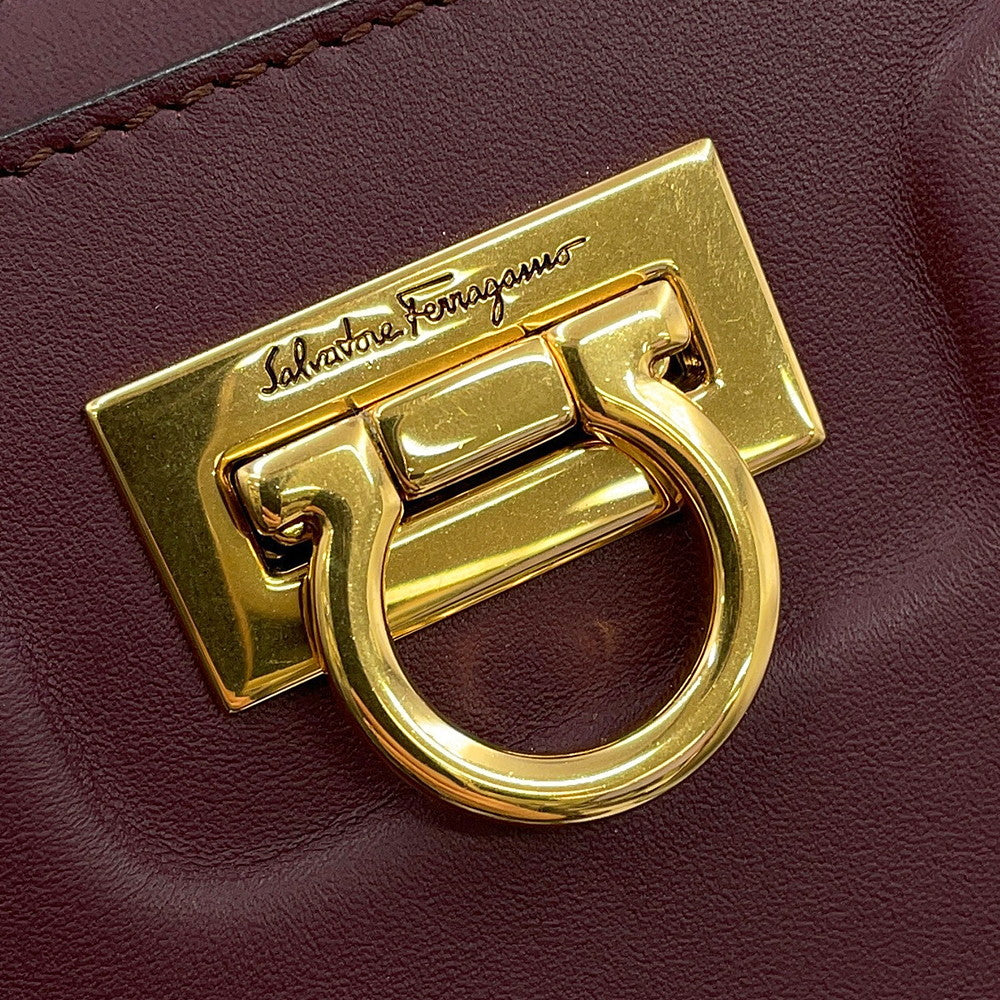 Ferragamo Gancini Shoulder Bag Wine21I013 724605 Leather