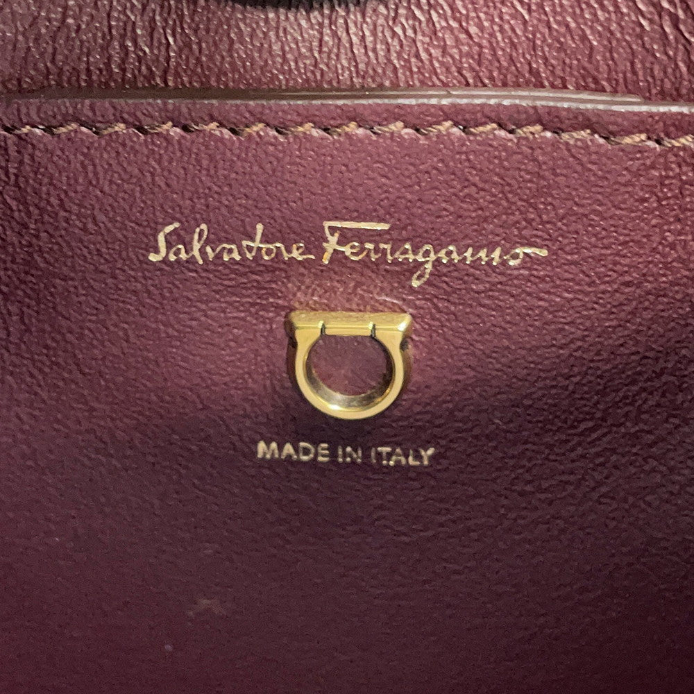 Ferragamo Gancini Shoulder Bag Wine21I013 724605 Leather