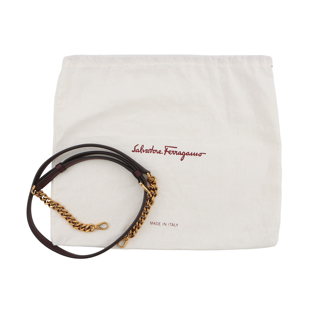Ferragamo Gancini Shoulder Bag Wine21I013 724605 Leather