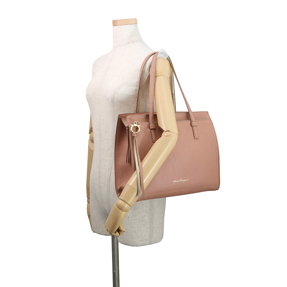 Ferragamo Amy Gancini Tote Bag Pink/Gold21F216 Leather