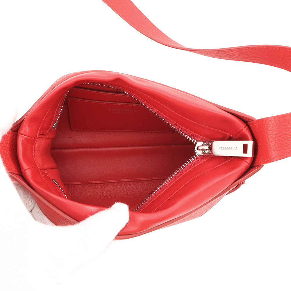 Ferragamo Cut-out Shoulder Bag Red214956 Leather