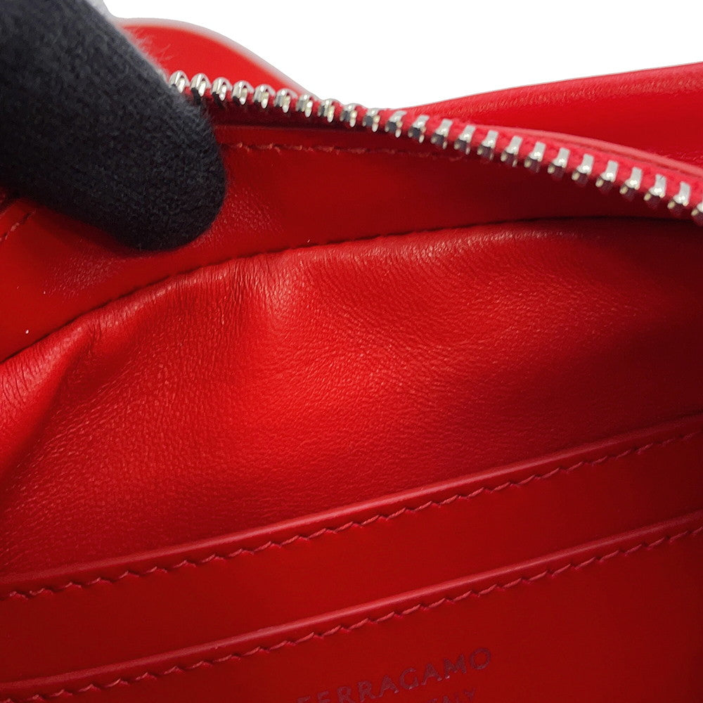 Ferragamo Cut-out Shoulder Bag Red214956 Leather
