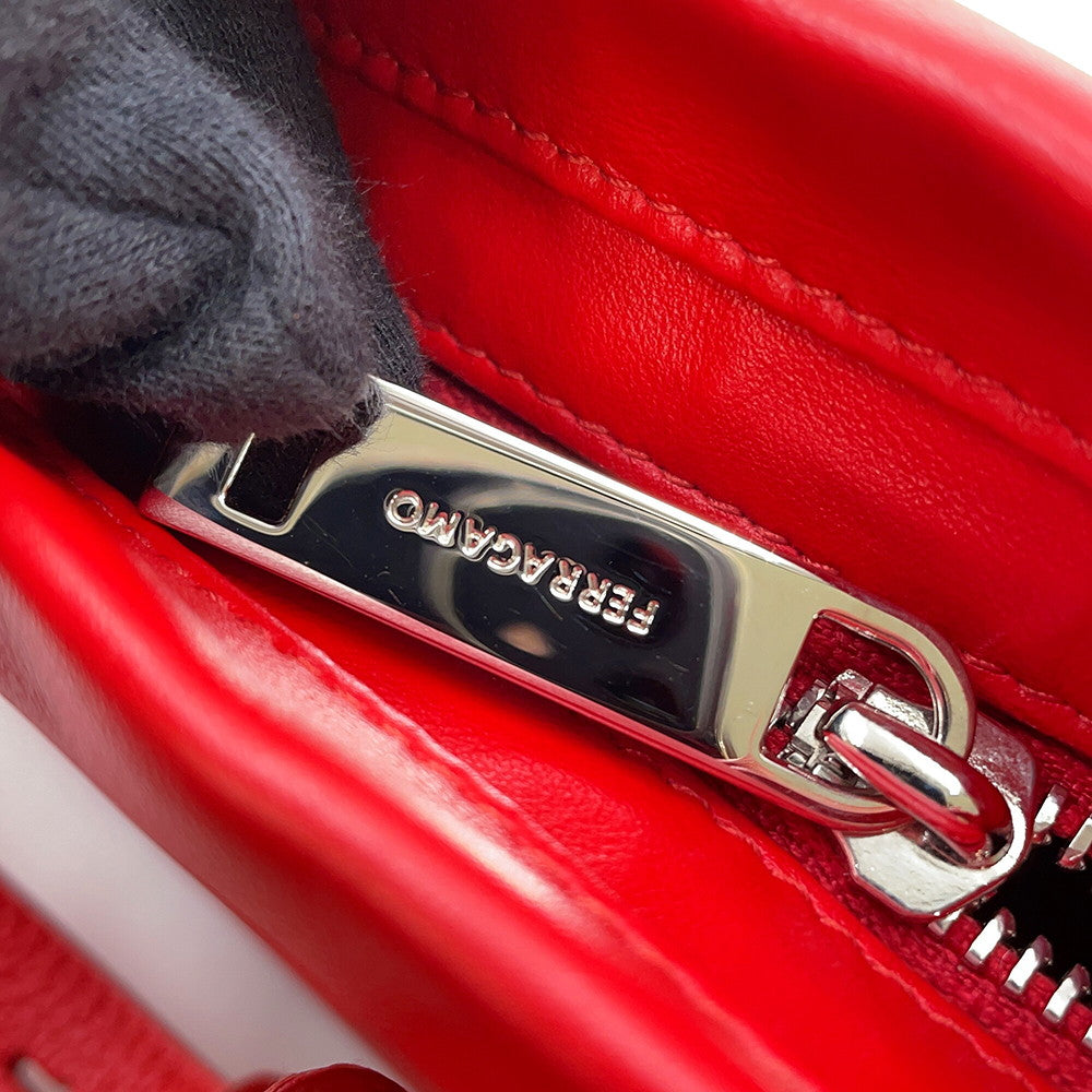 Ferragamo Cut-out Shoulder Bag Red214956 Leather