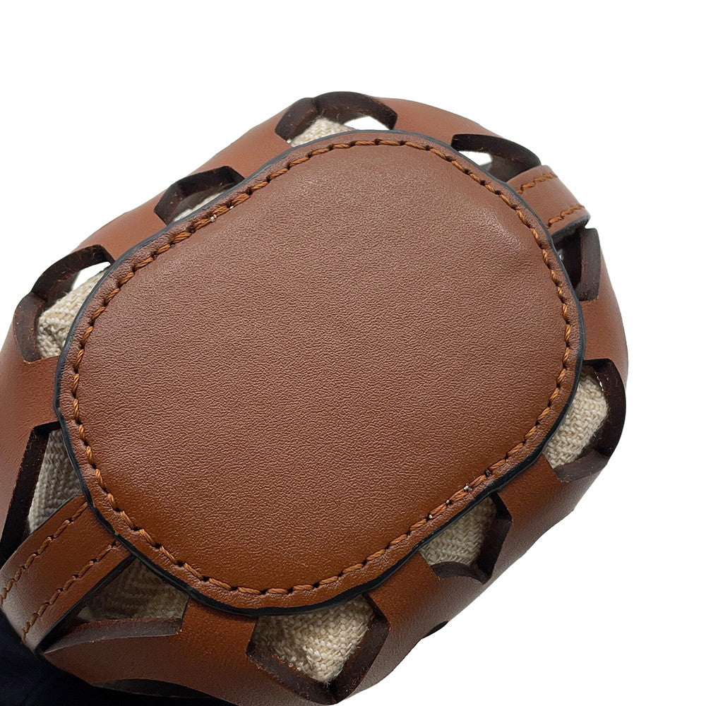 LOEWE Anagram Cutout Shoulder Bag BrownC922Y62X07 Leather Canvas