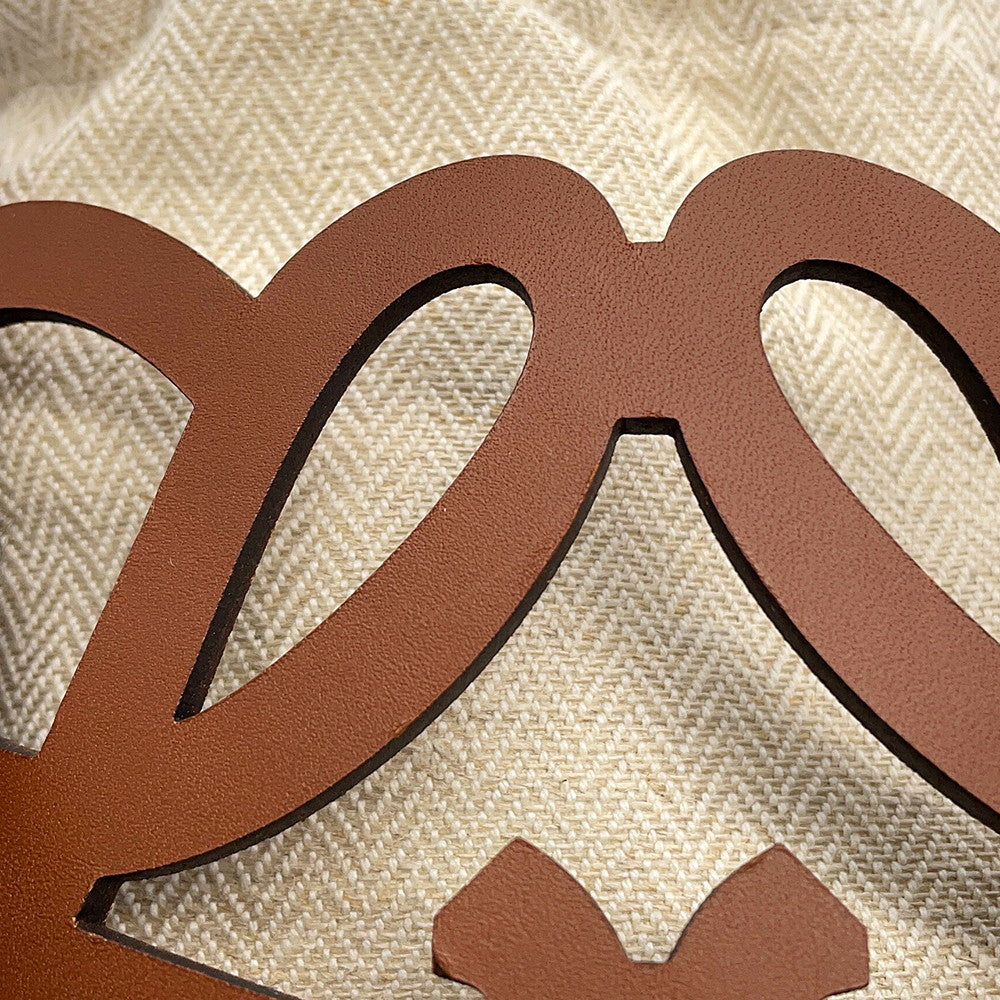 LOEWE Anagram Cutout Shoulder Bag BrownC922Y62X07 Leather Canvas