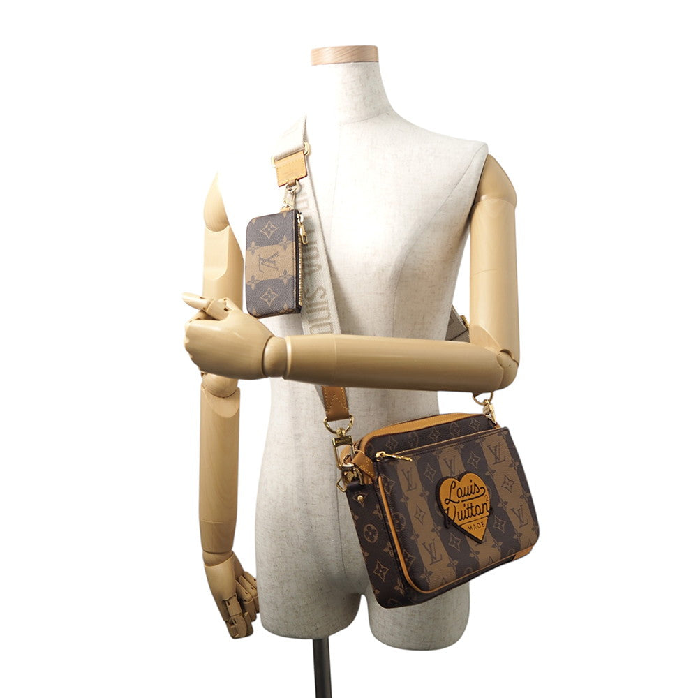 LOUIS VUITTON Trio Messenger BrownM45965 Monogram Stripe LV Squared