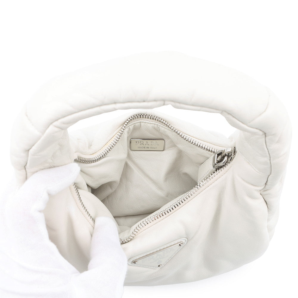 PRADA Nappa Handbag White1BA384 Leather
