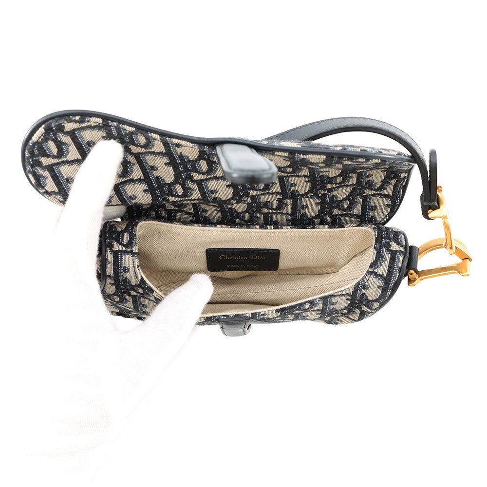 Dior Oblique Saddlebag Navy/BeigeM0447CTZQ_M928 Canvas Leather Size Mini
