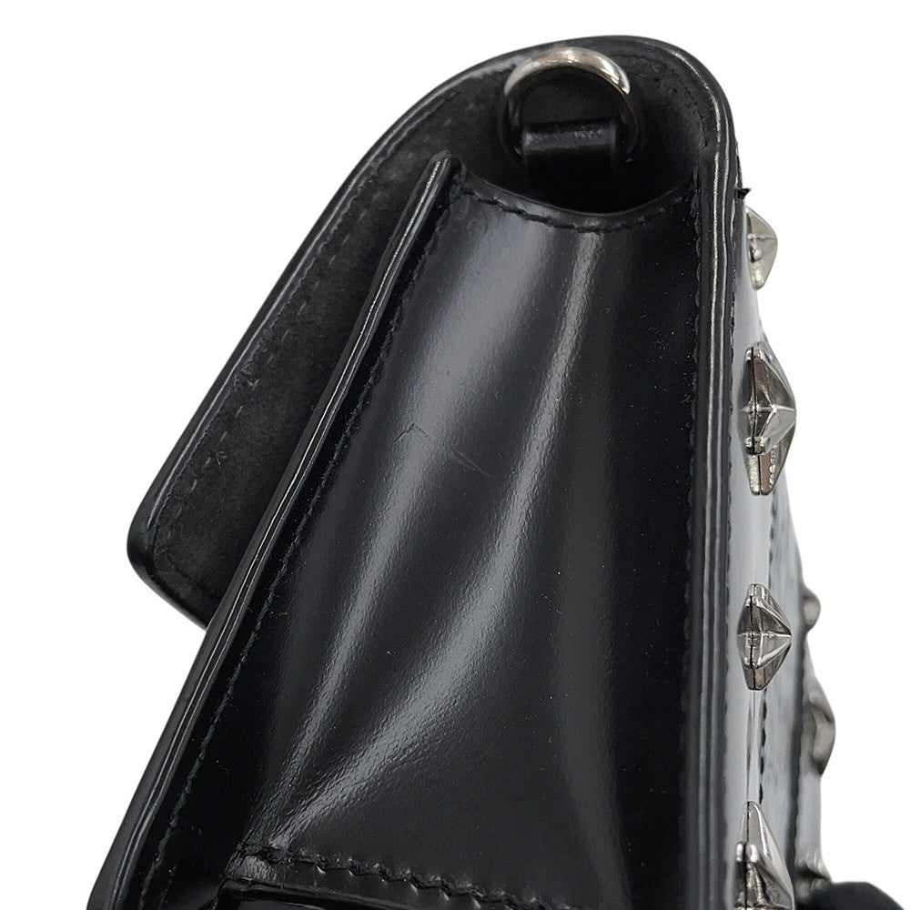 JIMMY CHOO Pyxis Chain Shoulder Bag Black Crocodile Embossed Leather Size Mini