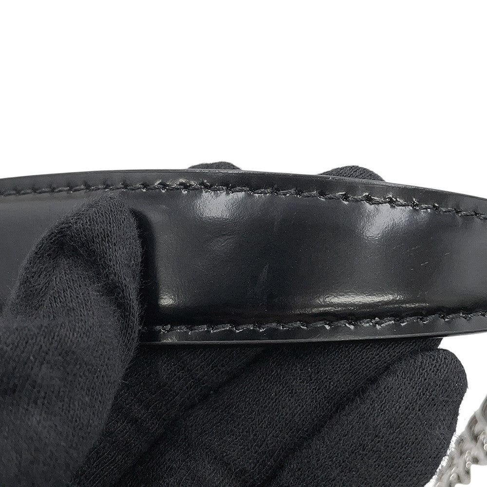 JIMMY CHOO Pyxis Chain Shoulder Bag Black Crocodile Embossed Leather Size Mini