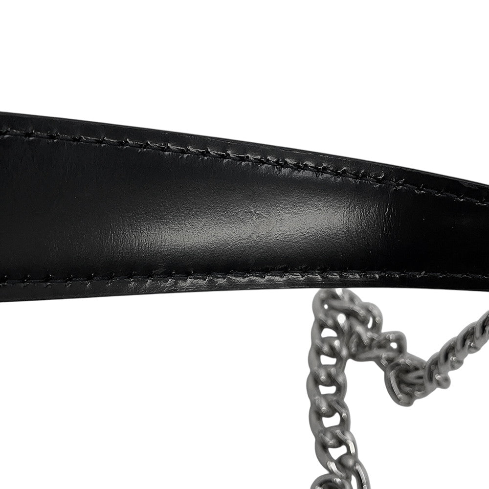 JIMMY CHOO Pyxis Chain Shoulder Bag Black Crocodile Embossed Leather Size Mini