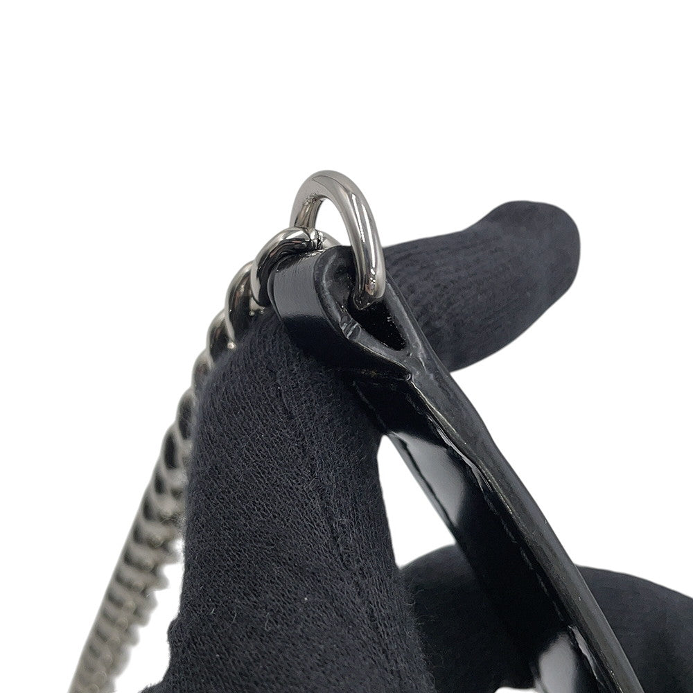 JIMMY CHOO Pyxis Chain Shoulder Bag Black Crocodile Embossed Leather Size Mini