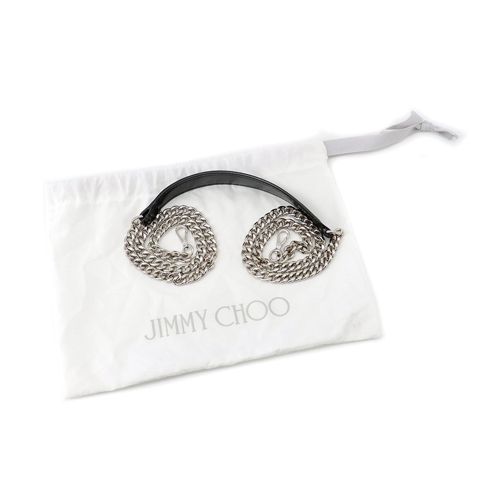 JIMMY CHOO Pyxis Chain Shoulder Bag Black Crocodile Embossed Leather Size Mini