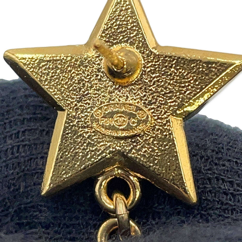 CHANEL Star motif long earrings Gold Gold Plated Faux Pearl Rhinestone