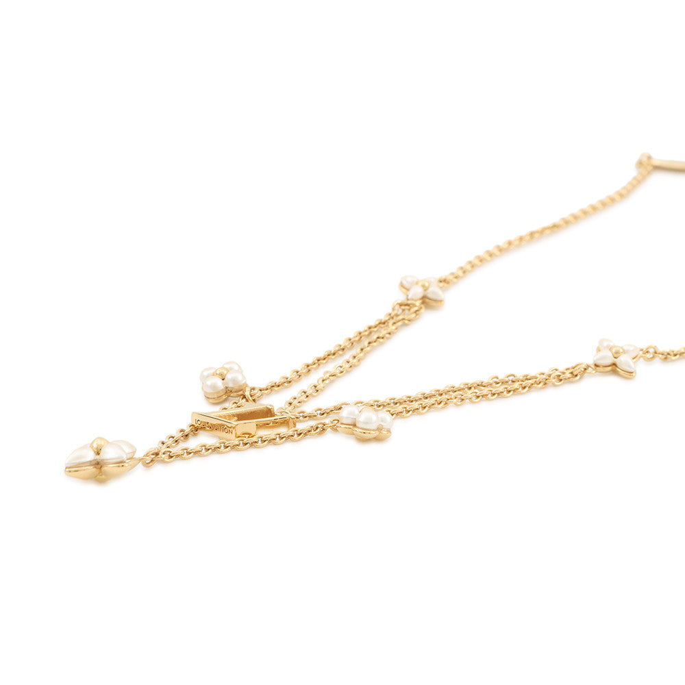 LOUIS VUITTON LV Flora Gram NecklaceM00981 Gold Plated Resin