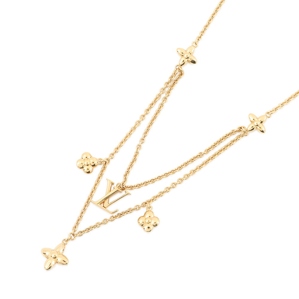 LOUIS VUITTON LV Flora Gram NecklaceM00981 Gold Plated Resin