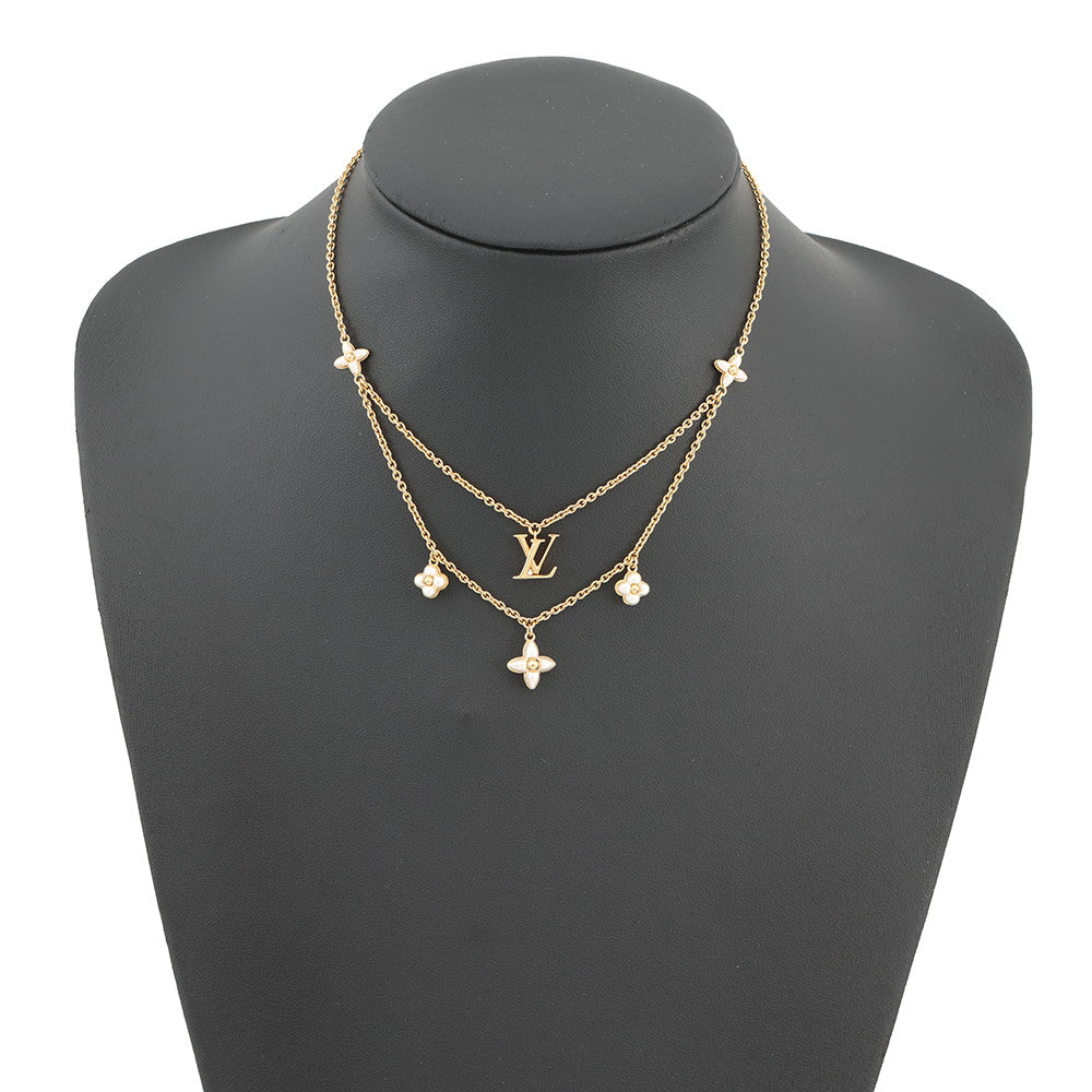 LOUIS VUITTON LV Flora Gram NecklaceM00981 Gold Plated Resin